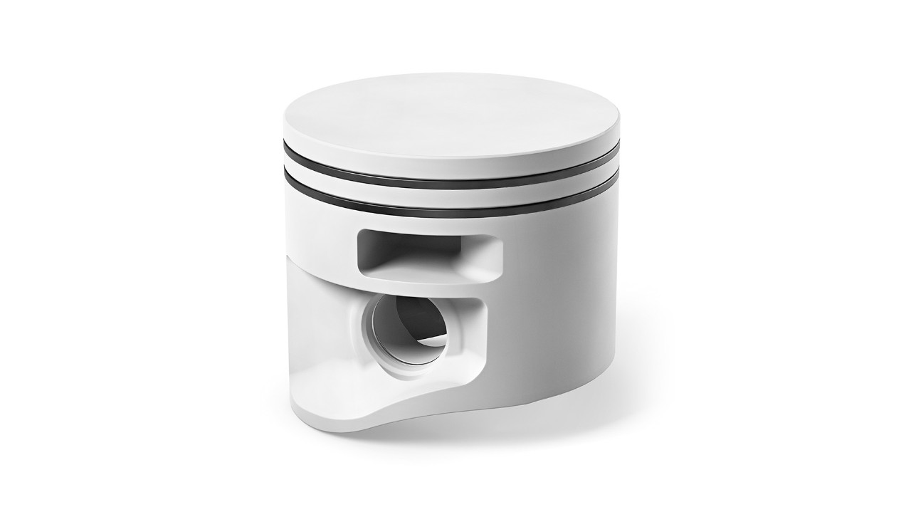 Pistón para motosierra STIHL: imagen de producto de un pistón de magnesio.